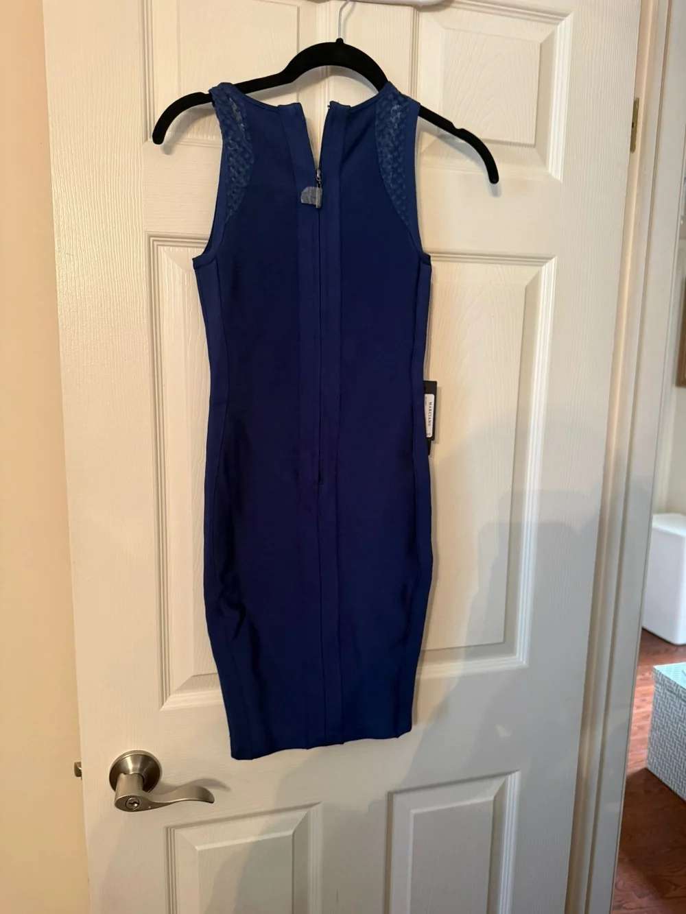 Marciano Navy Textured Sleeveless Sheath Dress - Picture 2 of 4